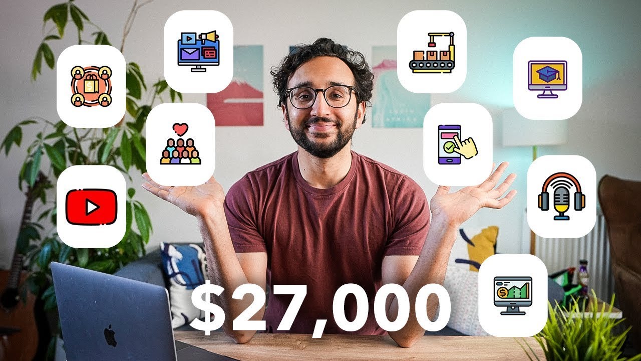 Thumbnail for Ali Abdaal's most-viewed video, 9 Passive Income Ideas, showing him beside a large dollar figure